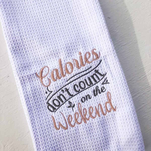 Funny Dish Towels with Quotes – Calories Don't Count Humorous Décor | Christmas Gift for Women | Kitchen Towel for Her, Mom, Wife, Hostess