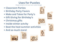 Personalized Small Wooden Puzzles Custom Game, Bulk Birthday Party Favor and Make and Take for Kids