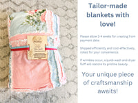 Floral Rag Quilts for Sale, Baby Girl Quilts, Blue and Pink Rose Baby Blanket & Crib Bedding for Girls