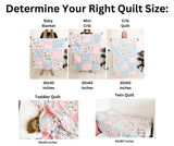 Cow Baby Blanket Pink Comforter Baby Girl Rag Quilt, Baby Girl Quilts, Floral Crib Bedding to Twin Bed Spread Size for Girls