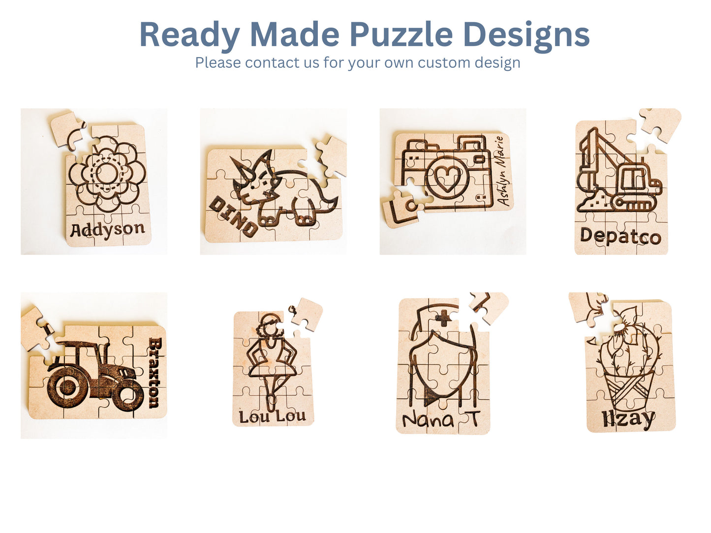 Dinosaur Personalized Small Wooden Puzzles Custom Game, Bulk Birthday Party Favor and Make and Take for Kids - A Vision to Remember