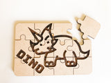 Dinosaur Personalized Small Wooden Puzzles Custom Game, Bulk Birthday Party Favor and Make and Take for Kids