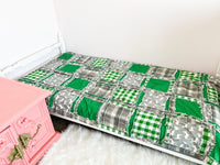 Deer Baby Rag Quilt Crib to Twin Size Bedding, Baby Boy Quilts, Green and Gray Flannel Baby Quilt for Boys