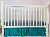 Mint Green Ruffle Crib Skirt Baby Bedding, Baby Girl Crib Skirts, Teal Nursery Bedding for Baby Girls