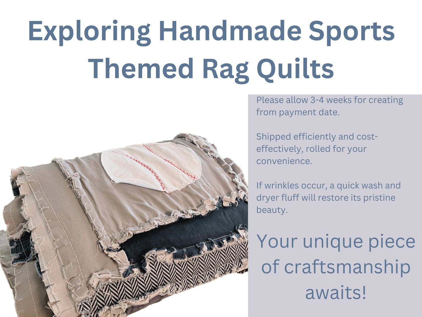 Sports Theme Rag Quilt – Crib to Twin Size Nursery Bedding for Baby Boy - A Vision to Remember