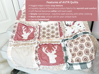 Deer Baby Girl Crib Size Quilt, Girl Quick Ship Quilts, Mauve Pink, Sage Green, Cream Tan Baby Crib Size Blanket for Girls