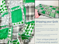 Deer Baby Rag Quilt Crib to Twin Size Bedding, Baby Boy Quilts, Green and Gray Flannel Baby Quilt for Boys