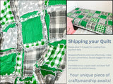 Deer Baby Rag Quilt Crib to Twin Size Bedding, Baby Boy Quilts, Green and Gray Flannel Baby Quilt for Boys