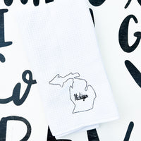 Michigan Gift Decorative Hand Towel, State Hand Towel, State Love Michigan Silhouette Kitchen Travel Gift for Women