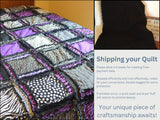 Purple and Black Rag Quilts for Sale, Big Handmade Rag Quilts, Baby Blanket to Twin Bedspread for Girls
