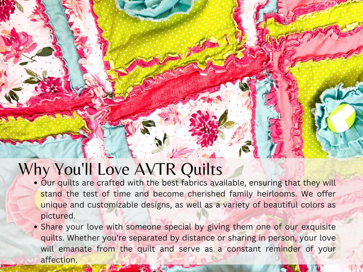 Hot Pink & Turquoise Rag Quilt – Twin Size Bright Bedding for Teen Girls - A Vision to Remember