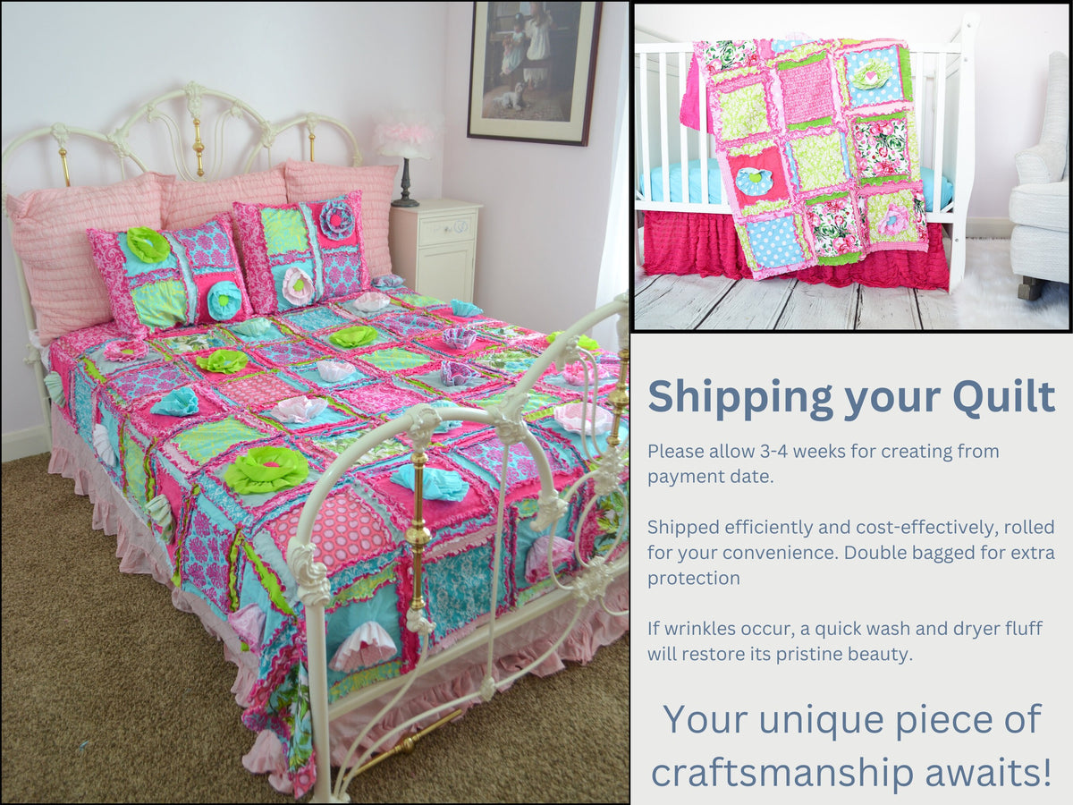 Hot Pink & Turquoise Rag Quilt – Twin Size Bright Bedding for Teen Girls - A Vision to Remember