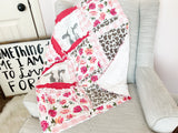 Cow Baby Blanket Pink Comforter Baby Girl Rag Quilt, Baby Girl Quilts, Floral Crib Bedding to Twin Bed Spread Size for Girls