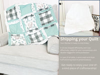 Elephant Blanket Baby Boy Rag Quilt, Elephant Quilts, Sage Green Crib Bedding Homemade Quilts for Boys