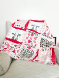 Cow Baby Blanket Pink Comforter Baby Girl Rag Quilt, Baby Girl Quilts, Floral Crib Bedding to Twin Bed Spread Size for Girls