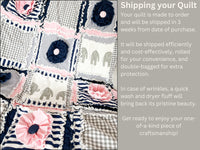 Pink Baby Blanket Baby Girl Bedding, Elephant Quilts, Many Sizes Available, Mini Crib to Twin Rag Quilts for Girls