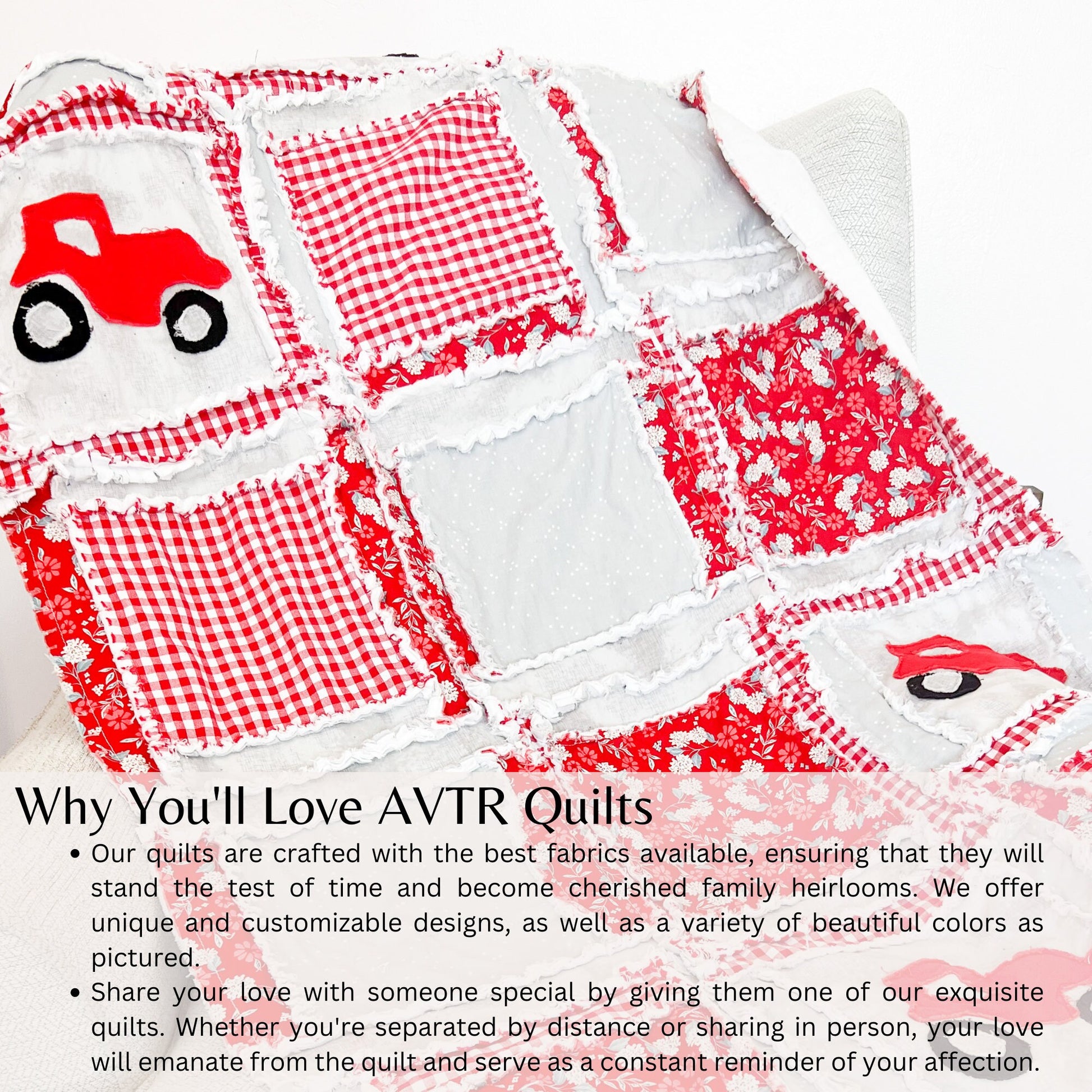 Tractor Baby Girl Rag Quilt Red Floral Blanket, Baby Girl Quilts, Baby Blankets to Twin Size Quilts Available for Girls - A Vision to Remember