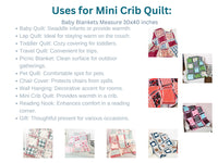 Floral Boho Baby Girl Mini Crib Quilt for Baby Girl Bedding, Girls Quick Ship Quilts, Dusty Rose Blue and Burgundy Rag Quilt for Girls - A Vision to Remember