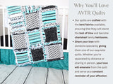 Mint Baby Rag Quilts for Sale Flannel Comforter, Neutral Quick Ship Quilts, Black and White Homemade Cotton Quilts for Sale for Baby's