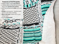 Mint Baby Rag Quilts for Sale Flannel Comforter, Neutral Quick Ship Quilts, Black and White Homemade Cotton Quilts for Sale for Baby's