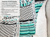 Mint Baby Rag Quilts for Sale Flannel Comforter, Neutral Quick Ship Quilts, Black and White Homemade Cotton Quilts for Sale for Baby's