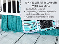 Mint Green Ruffle Crib Skirt Baby Bedding, Baby Girl Crib Skirts, Teal Nursery Bedding for Baby Girls