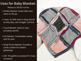 Leopard Print Baby Lovey Baby Girl Rag Quilt, Girls Quick Ship Quilts, Dark Red and Black Baby Blanket for Girls