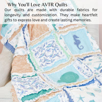 Ocean Baby Quilt Crib Bedding, Nautical Baby Quilts, Seashells Beach Themed Handmade Baby Quilts for Sale - A Vision to Remember