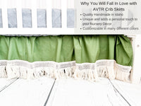 Crib Skirt Baby Girl Bedding, Purple Macrame Crib Bedding Baby Girl Nursery Decor