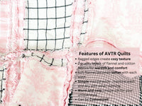 Pink and Black Baby Girl Rag Quilt, Baby Girl Quilts, Toile Plaid Handmade Quilts Baby Girl Bedding - A Vision to Remember