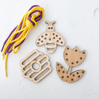 Bumblebee Toys Lacing Card, Lacing Toy, Fine Motor Wooden Toys for Kids
