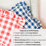 Coral Pink and White Buffalo Plaid Pillow, Ruffle Pillow Plus Other Colors, Gingham Pillows for Home