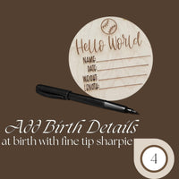 Football Wooden Baby Birth Announcement, Newborn Hospital Disc, 5x5 inches Sports Baby Shower Gift for Boys