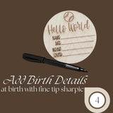 Football Wooden Baby Birth Announcement, Newborn Hospital Disc, 5x5 inches Sports Baby Shower Gift for Boys