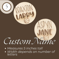 Football Wooden Baby Birth Announcement, Newborn Hospital Disc, 5x5 inches Sports Baby Shower Gift for Boys