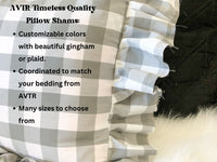 Coral Pink and White Buffalo Plaid Pillow, Ruffle Pillow Plus Other Colors, Gingham Pillows for Home