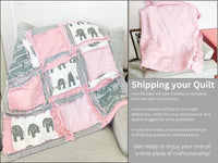 Elephant Baby Quilt Bedding Set, Baby Girl Rag Quilt, Toddler Quilt and Pink Crib Bedding for Girls - A Vision to Remember