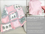 Elephant Baby Quilt Bedding Set, Baby Girl Rag Quilt, Toddler Quilt and Pink Crib Bedding for Girls - A Vision to Remember