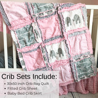 Elephant Baby Quilt Bedding Set, Baby Girl Rag Quilt, Toddler Quilt and Pink Crib Bedding for Girls - A Vision to Remember
