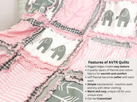 Elephant Baby Quilt Bedding Set, Baby Girl Rag Quilt, Toddler Quilt and Pink Crib Bedding for Girls - A Vision to Remember