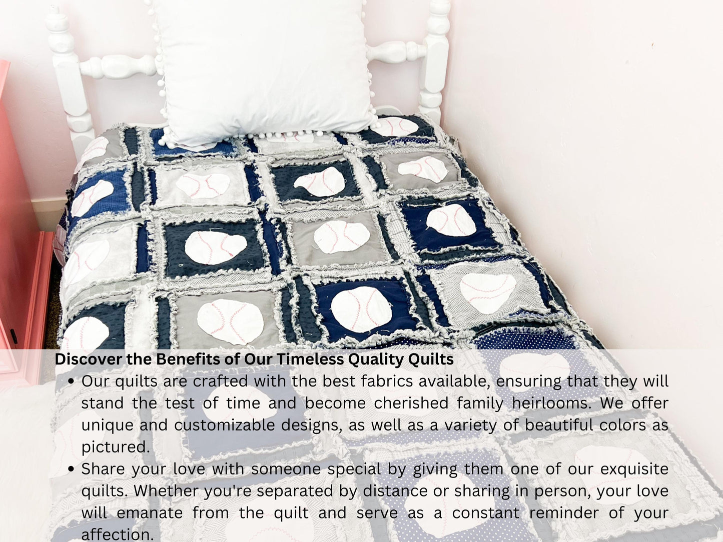 Baseball Sports Rag Quilt – Handmade Crib to Twin Size Bedding for Boys - A Vision to Remember