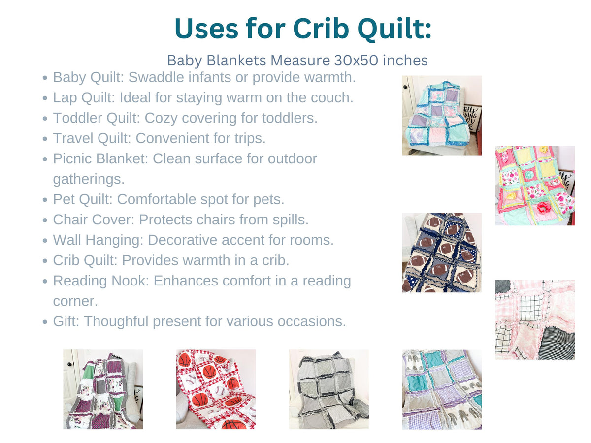 Floral Boho Rag Quilt for Sale, Girls Quick Ship Quilts, Coral Navy Blue Baby Girl Quilt for Sale Handmade for Girls - A Vision to Remember