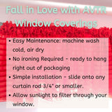 Red Valances Sheer Curtain, Short Curtains Window Toppers for Nursery, Kitchen Decor, Living Room Valance