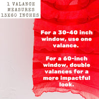 Red Valances Sheer Curtain, Short Curtains Window Toppers for Nursery, Kitchen Decor, Living Room Valance
