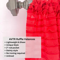 Red Valances Sheer Curtain, Short Curtains Window Toppers for Nursery, Kitchen Decor, Living Room Valance