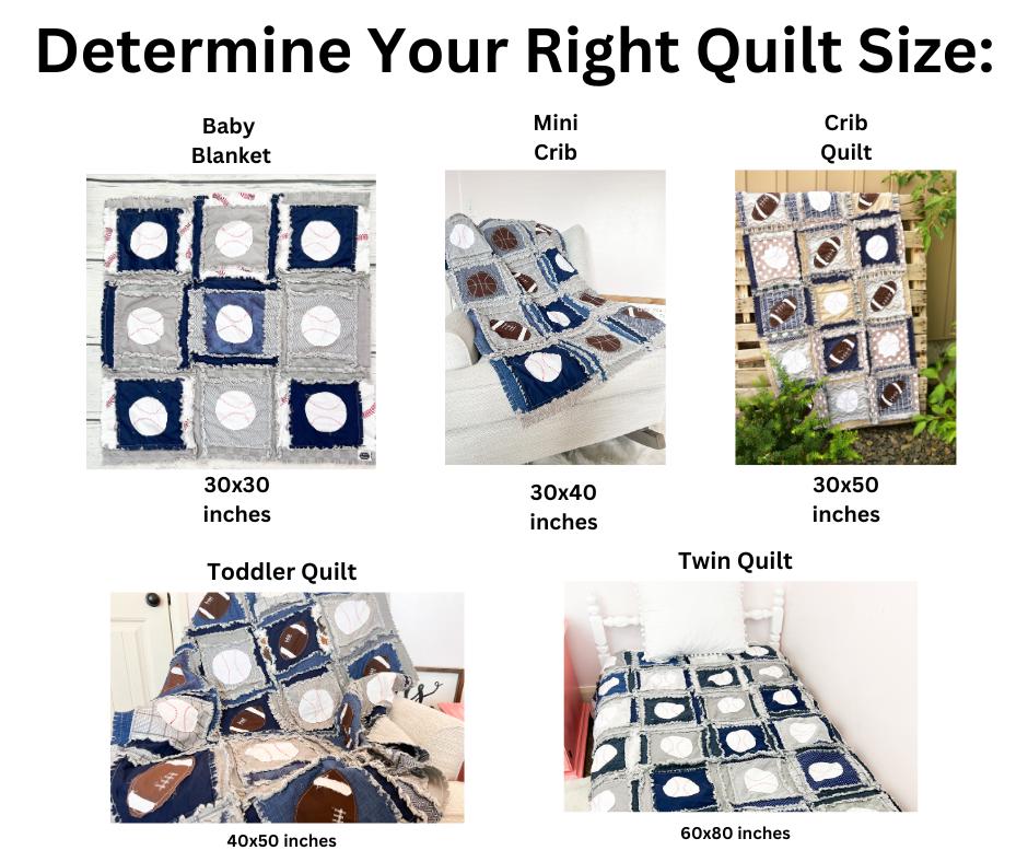 Football, Baseball & Basketball Rag Quilt – Sports Crib to Twin Bedding for Boys - A Vision to Remember