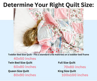 Flower Comforter Twin Bedspread and Toddler Bedding Girl, Big Handmade Rag Quilts, Pink and Blue Floral Quilted For Girls