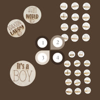 Basketball Wooden Monthly Milestone Cards, Sports Baby Milestone Cards, 3x3 inches Baby Shower Gift for Boys