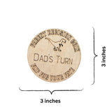 Dinosaur Themed Wooden Parent Decision Coin – 3x3 Inches Engraved Baby Design | Custom Name "Mom's Turn" & "Dad's Turn" New Parent Gift