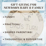 Dinosaur Themed Wooden Parent Decision Coin – 3x3 Inches Engraved Baby Design | Custom Name "Mom's Turn" & "Dad's Turn" New Parent Gift